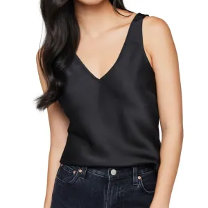 Alessia Satin Tank in Black