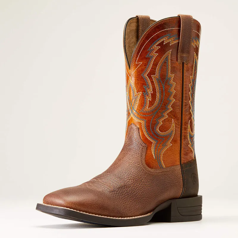 ARIAT MENS STEADFAST WESTERN BOOTS | Western Brown / Fall Orange