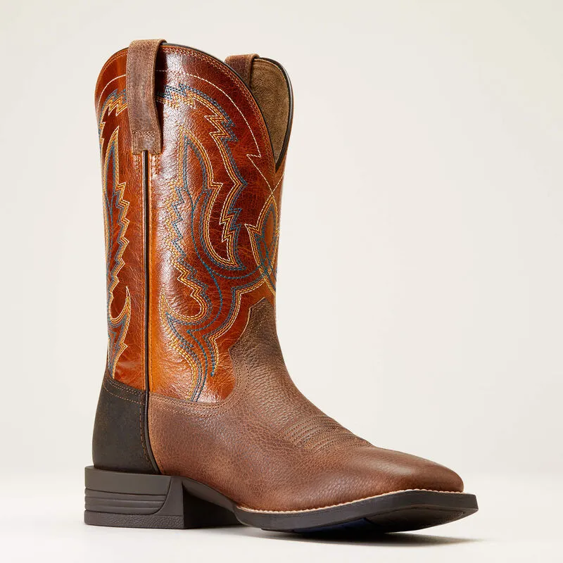 ARIAT MENS STEADFAST WESTERN BOOTS | Western Brown / Fall Orange