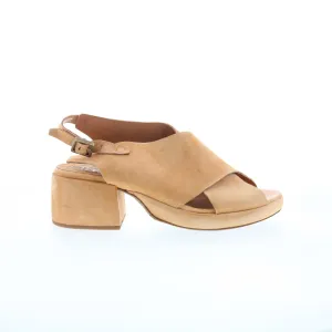 A.S. 98 Callen Womens Brown Leather Hook & Loop Heeled Sandals Shoes