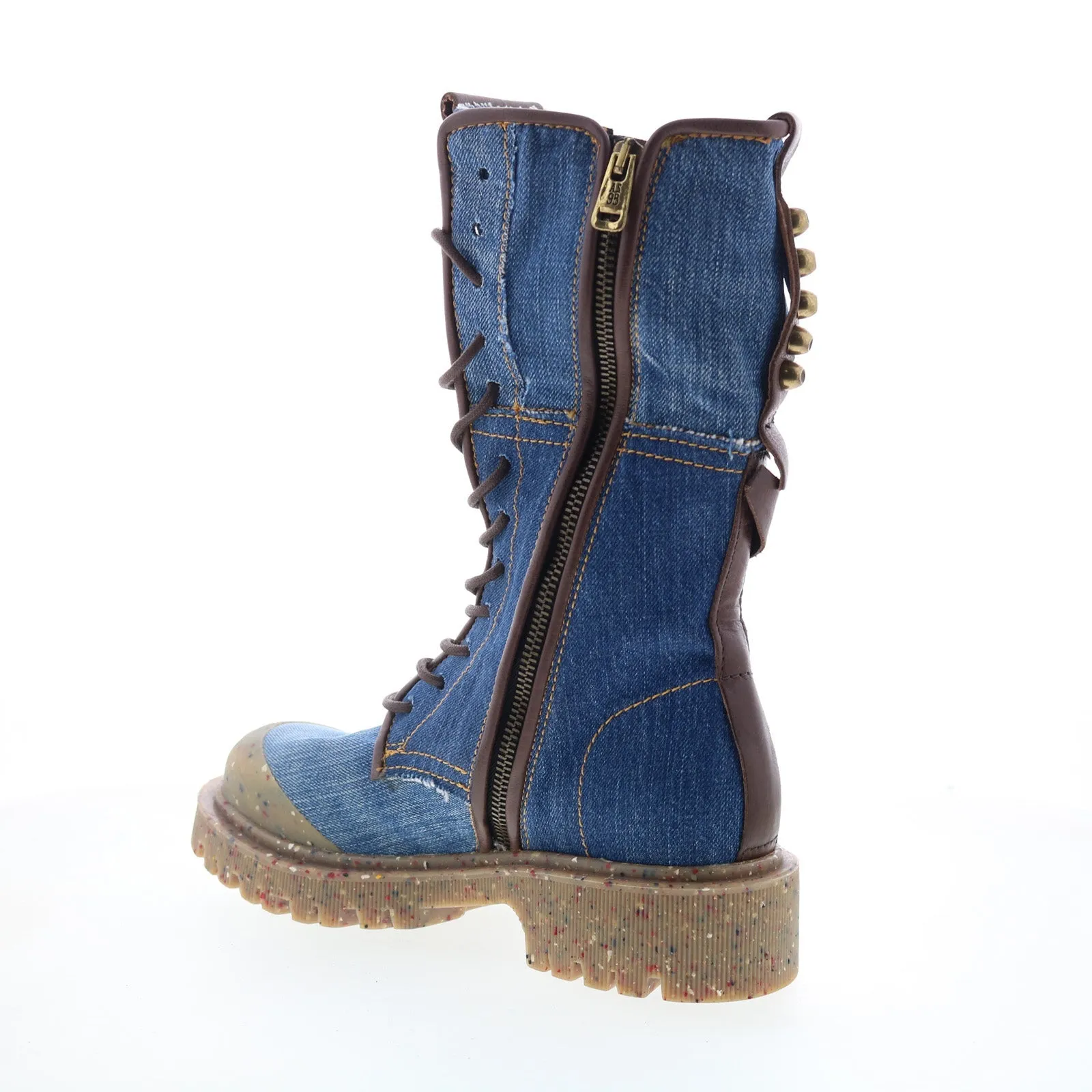 A.S. 98 Cambert Womens Blue Leather Lace Up Casual Dress Boots