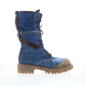 A.S. 98 Cambert Womens Blue Leather Lace Up Casual Dress Boots