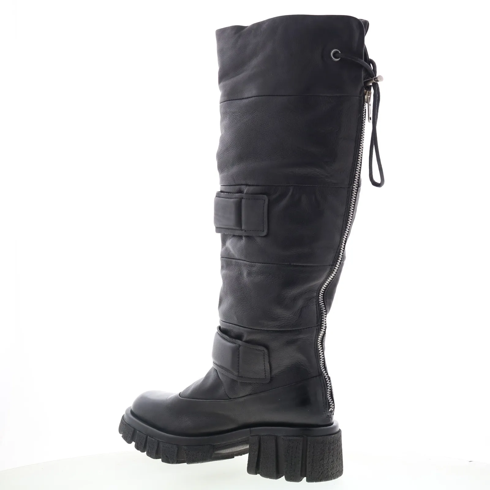 A.S. 98 Halpert Womens Black Leather Zipper Knee High Boots