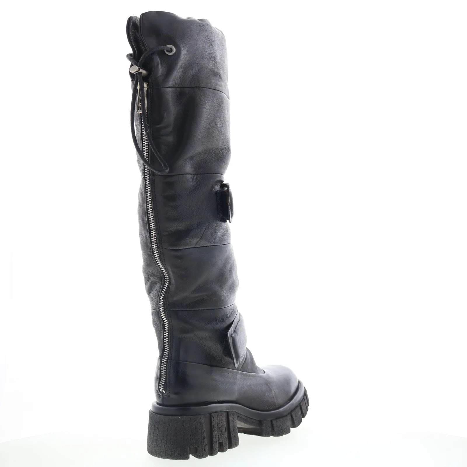 A.S. 98 Halpert Womens Black Leather Zipper Knee High Boots