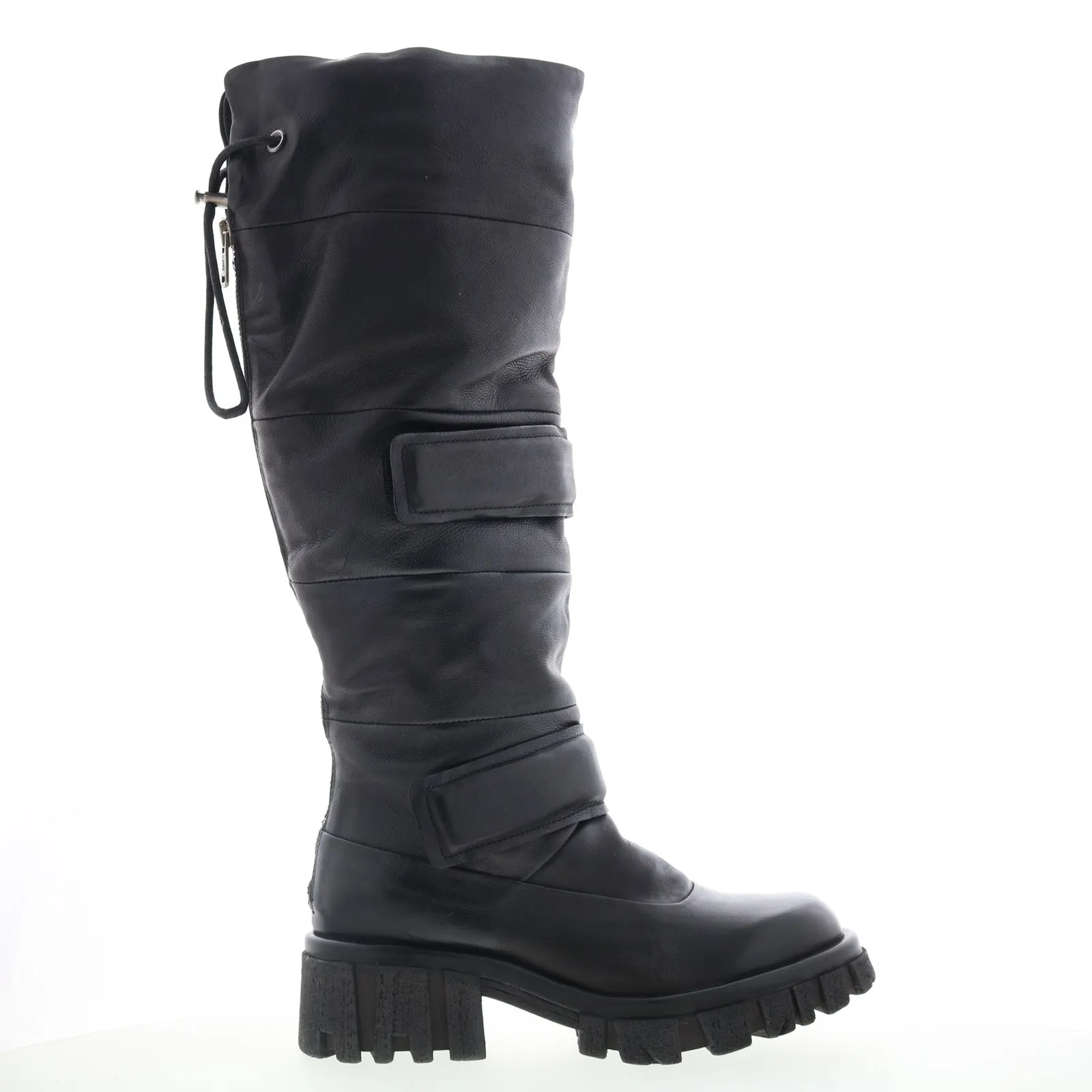 A.S. 98 Halpert Womens Black Leather Zipper Knee High Boots