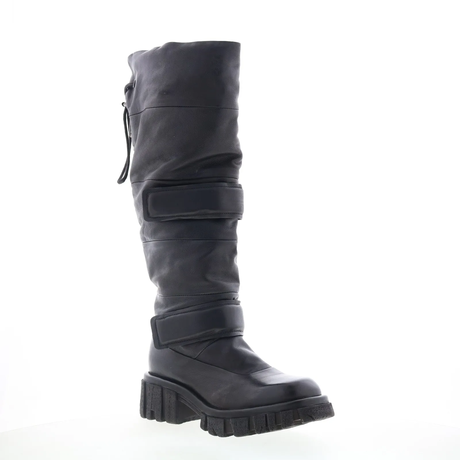 A.S. 98 Halpert Womens Black Leather Zipper Knee High Boots