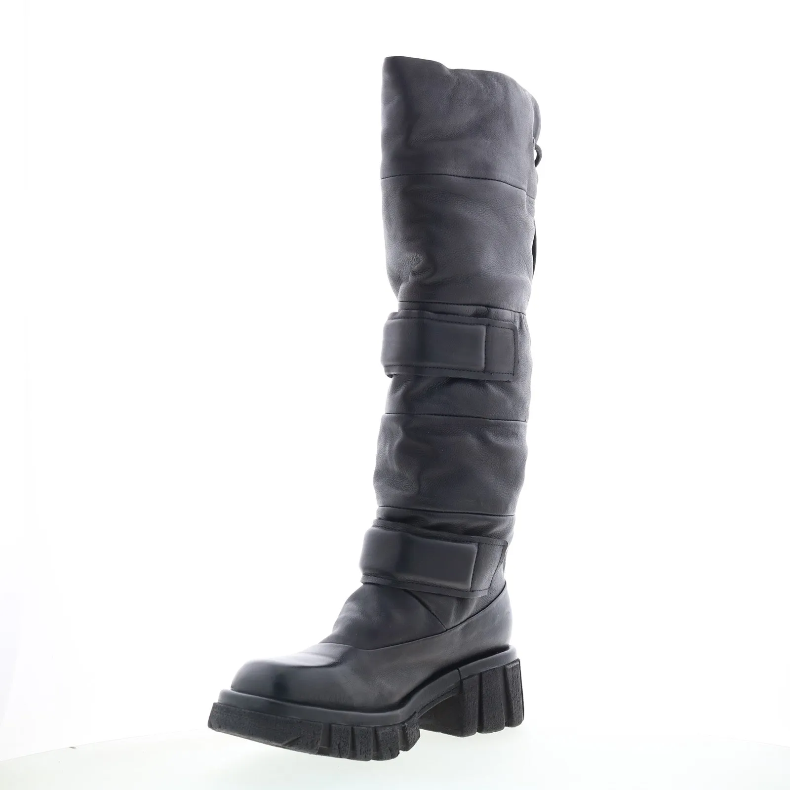 A.S. 98 Halpert Womens Black Leather Zipper Knee High Boots