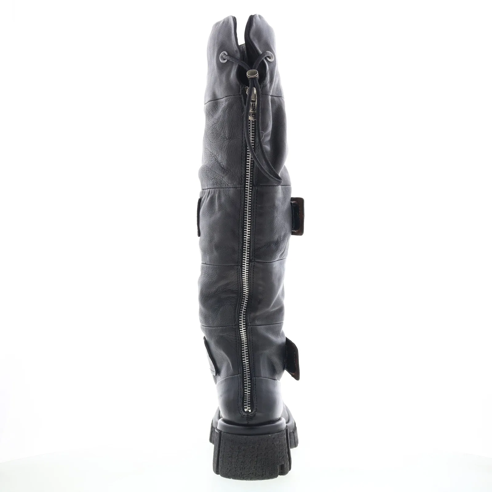 A.S. 98 Halpert Womens Black Leather Zipper Knee High Boots