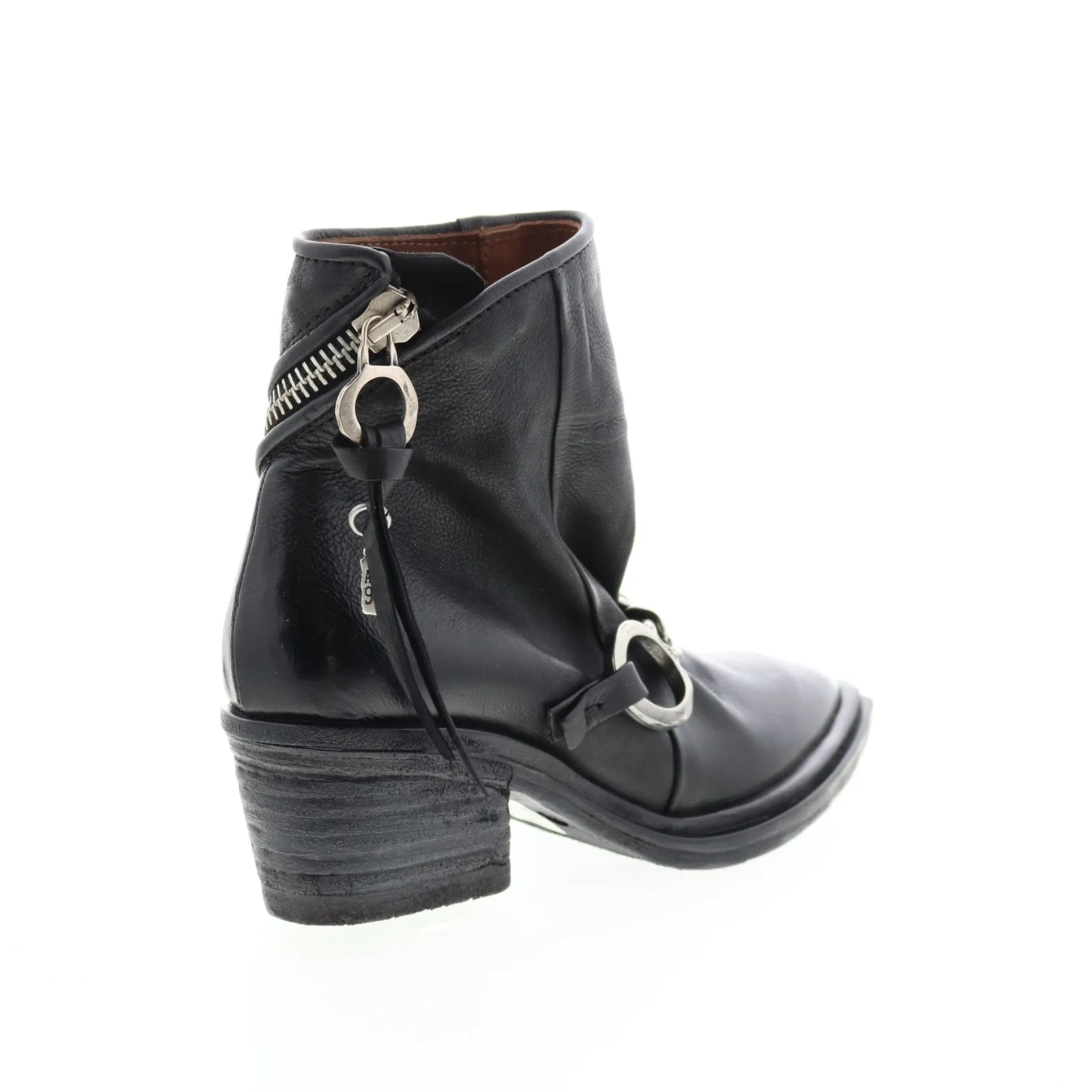 A.S. 98 Issla A55204-201 Womens Black Leather Zipper Casual Dress Boots