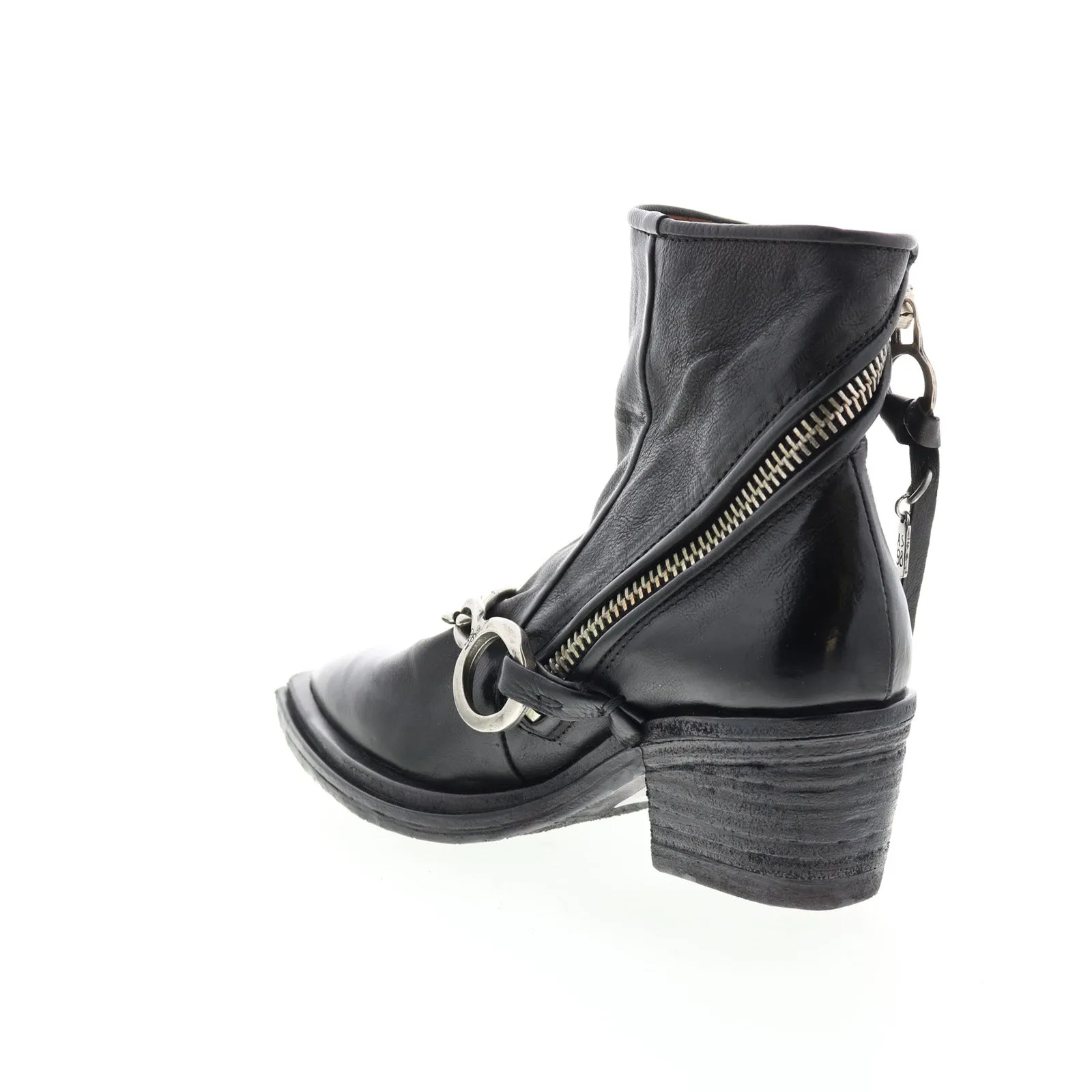 A.S. 98 Issla A55204-201 Womens Black Leather Zipper Casual Dress Boots