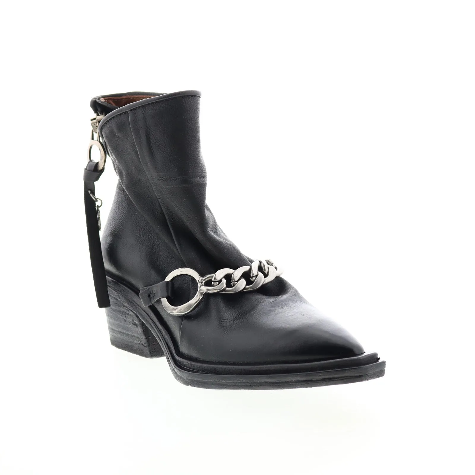 A.S. 98 Issla A55204-201 Womens Black Leather Zipper Casual Dress Boots