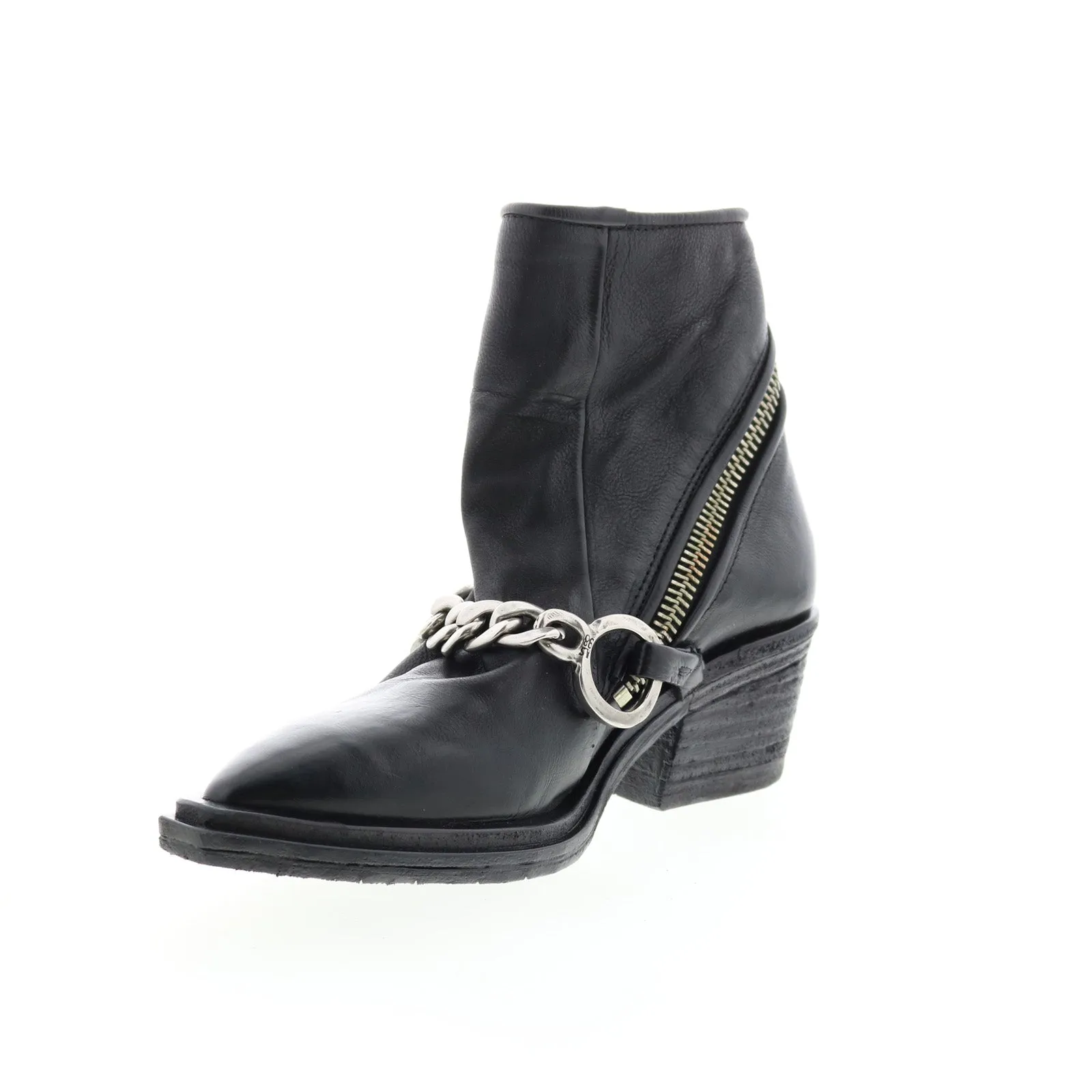 A.S. 98 Issla A55204-201 Womens Black Leather Zipper Casual Dress Boots