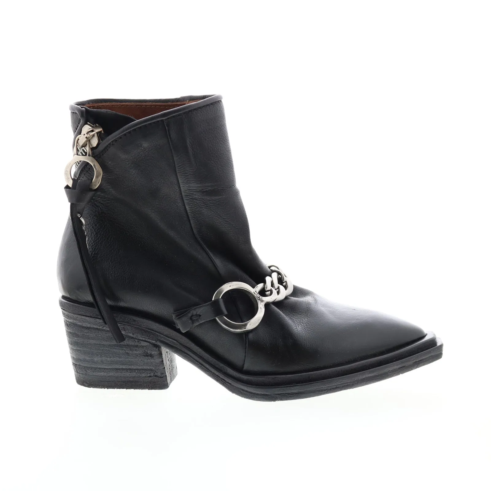 A.S. 98 Issla A55204-201 Womens Black Leather Zipper Casual Dress Boots