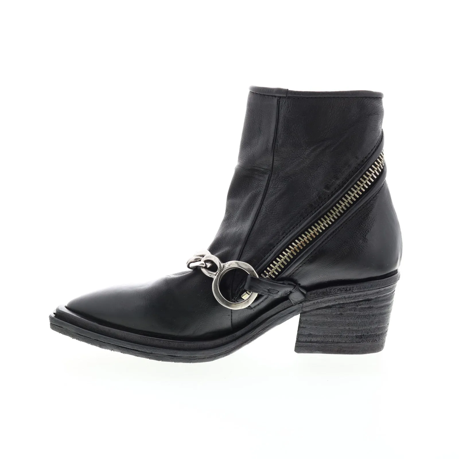 A.S. 98 Issla A55204-201 Womens Black Leather Zipper Casual Dress Boots