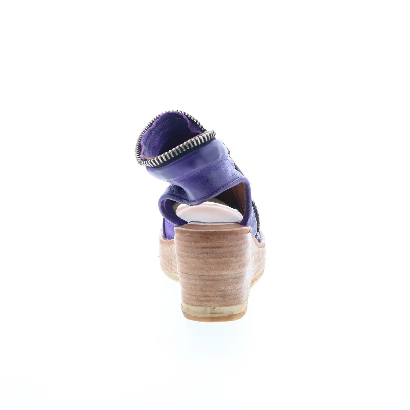 A.S. 98 Naylor Womens Purple Leather Zipper Wedges Sandals Shoes