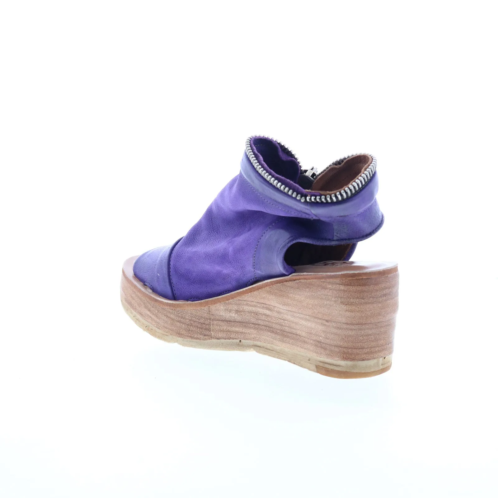 A.S. 98 Naylor Womens Purple Leather Zipper Wedges Sandals Shoes