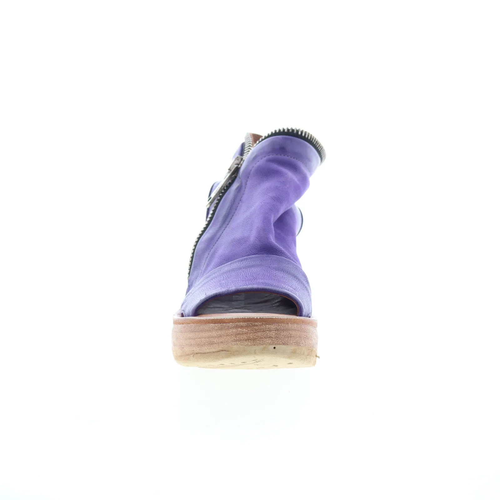 A.S. 98 Naylor Womens Purple Leather Zipper Wedges Sandals Shoes