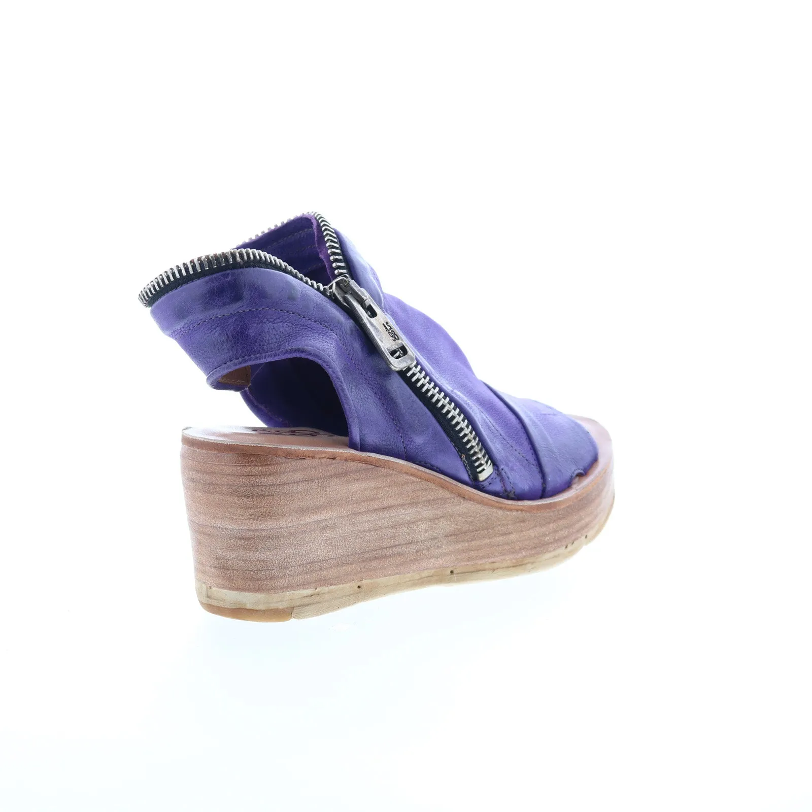 A.S. 98 Naylor Womens Purple Leather Zipper Wedges Sandals Shoes
