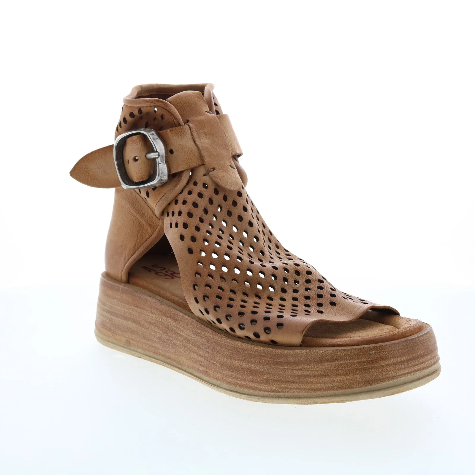 A.S. 98 Prentice A78003-101 Womens Brown Leather Sandals Wedges Shoes