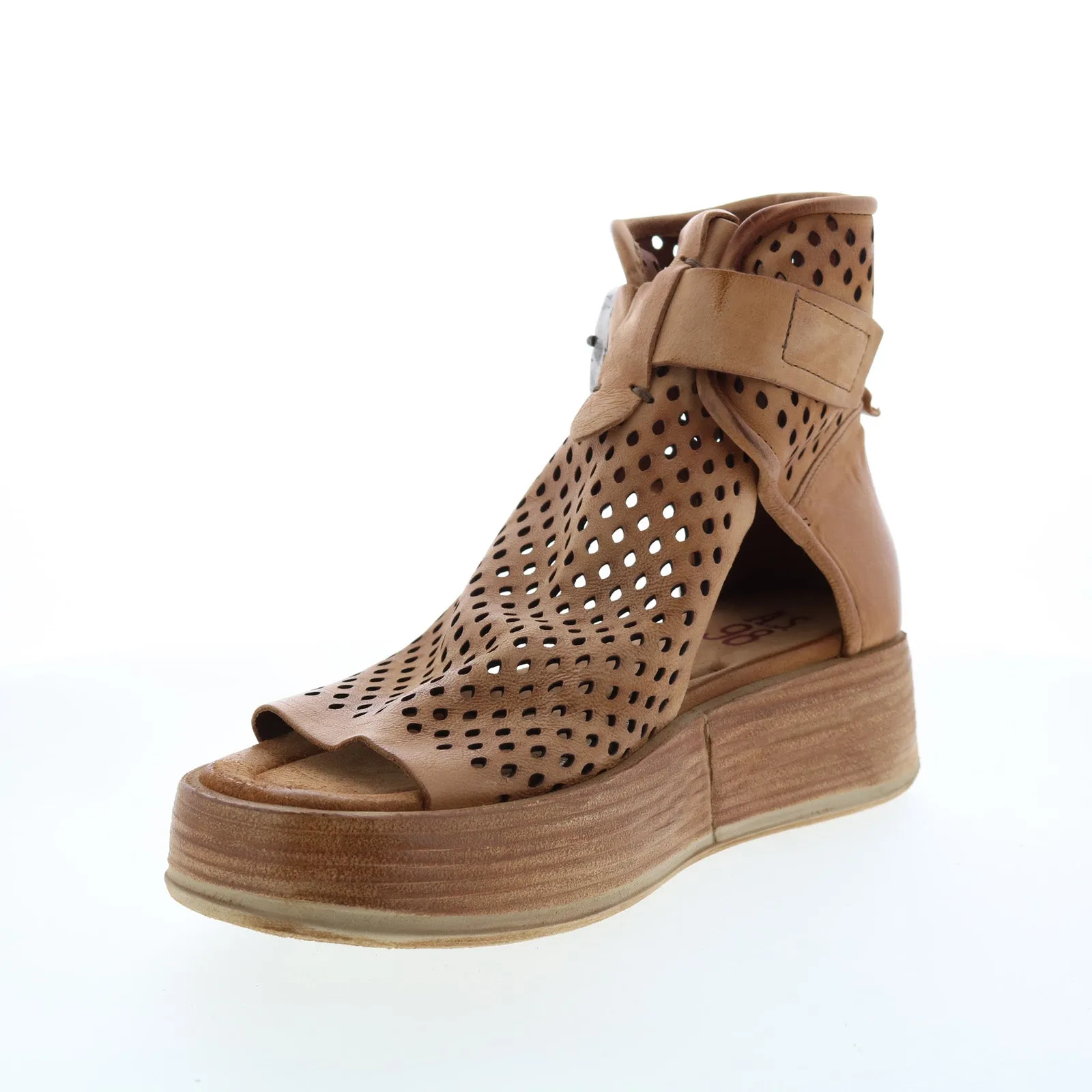 A.S. 98 Prentice A78003-101 Womens Brown Leather Sandals Wedges Shoes