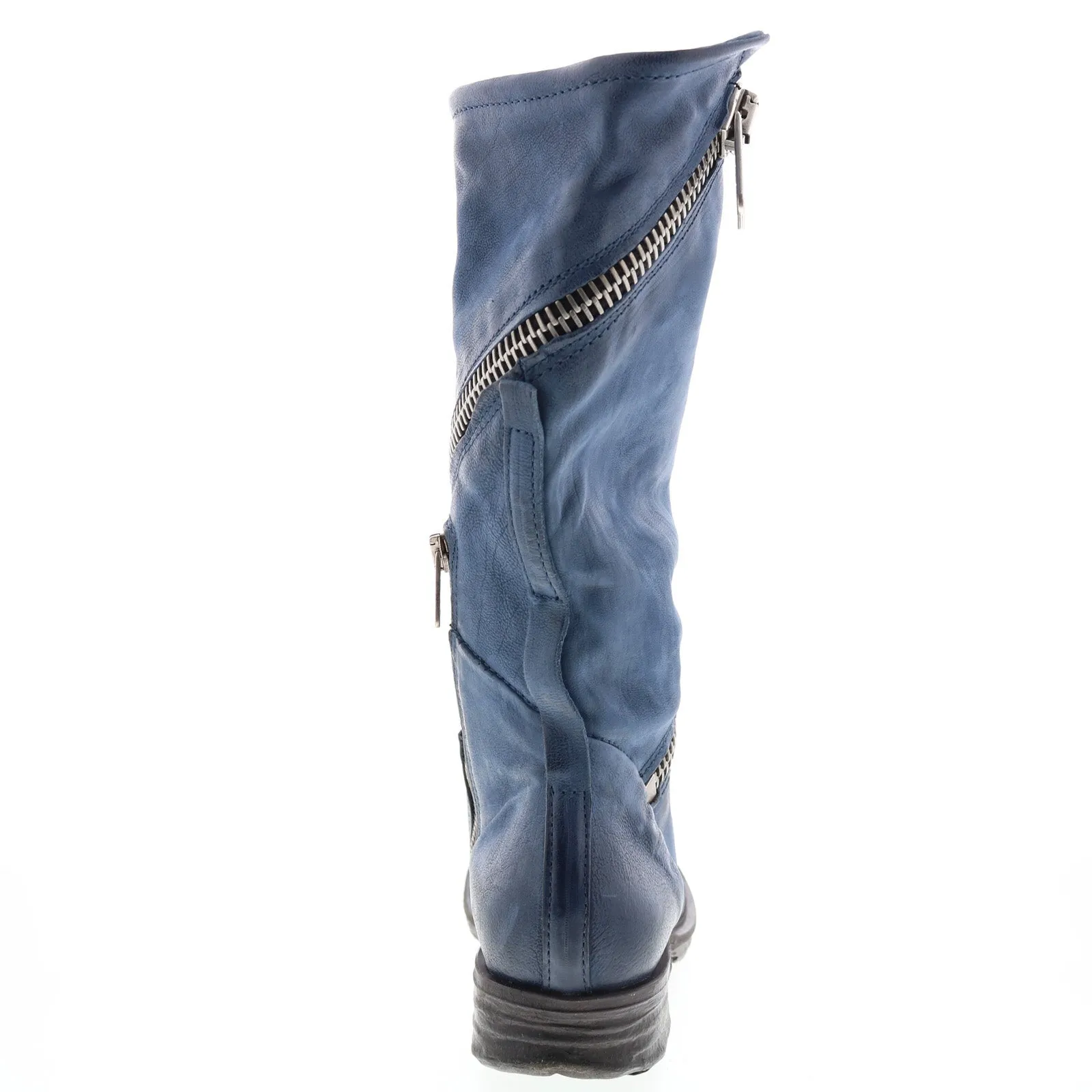 A.S. 98 Siggs 259373-102 Womens Blue Leather Zipper Mid Calf Boots