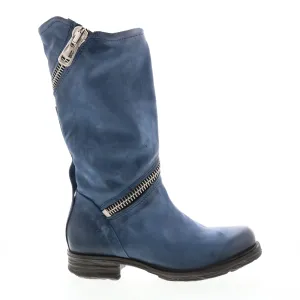 A.S. 98 Siggs 259373-102 Womens Blue Leather Zipper Mid Calf Boots