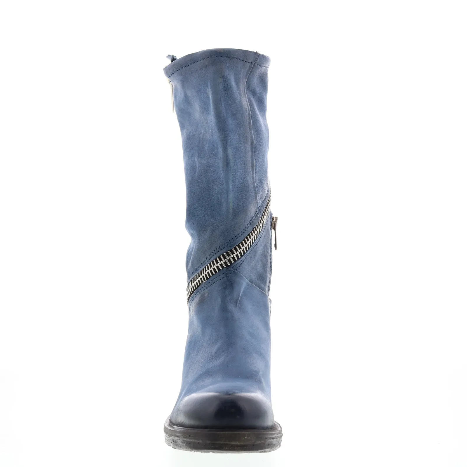 A.S. 98 Siggs 259373-102 Womens Blue Leather Zipper Mid Calf Boots