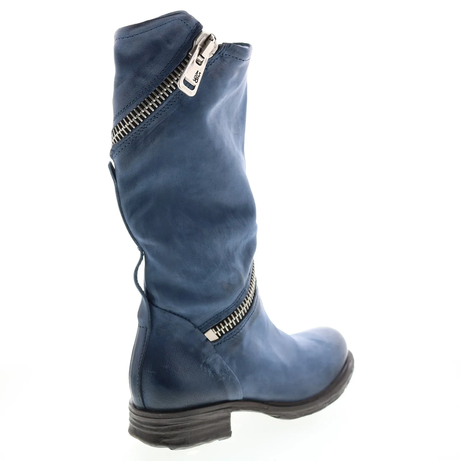 A.S. 98 Siggs 259373-102 Womens Blue Leather Zipper Mid Calf Boots