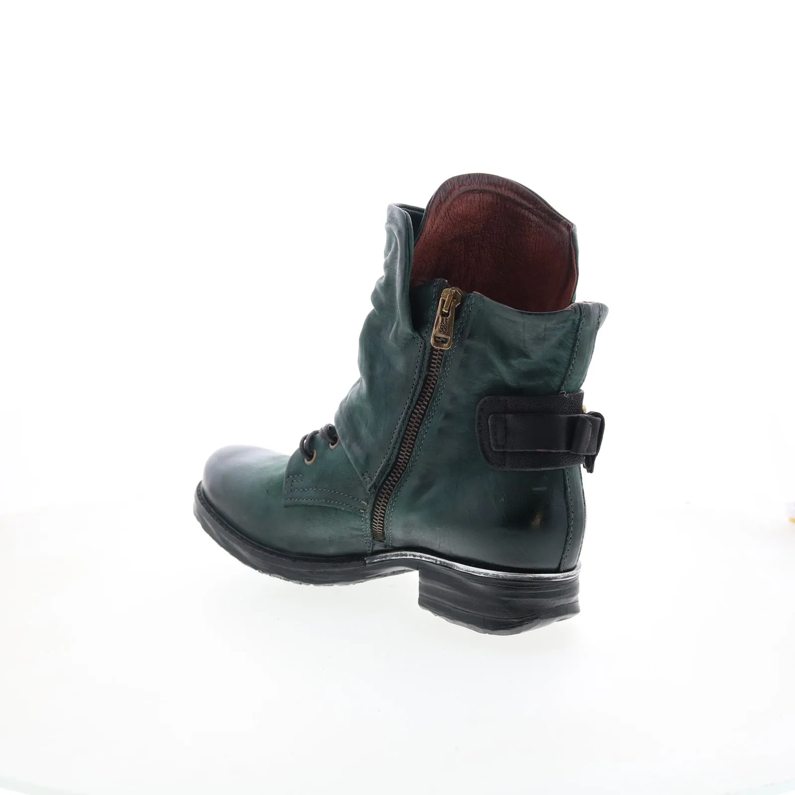 A.S. 98 Simon Womens Green Leather Zipper Casual Dress Boots