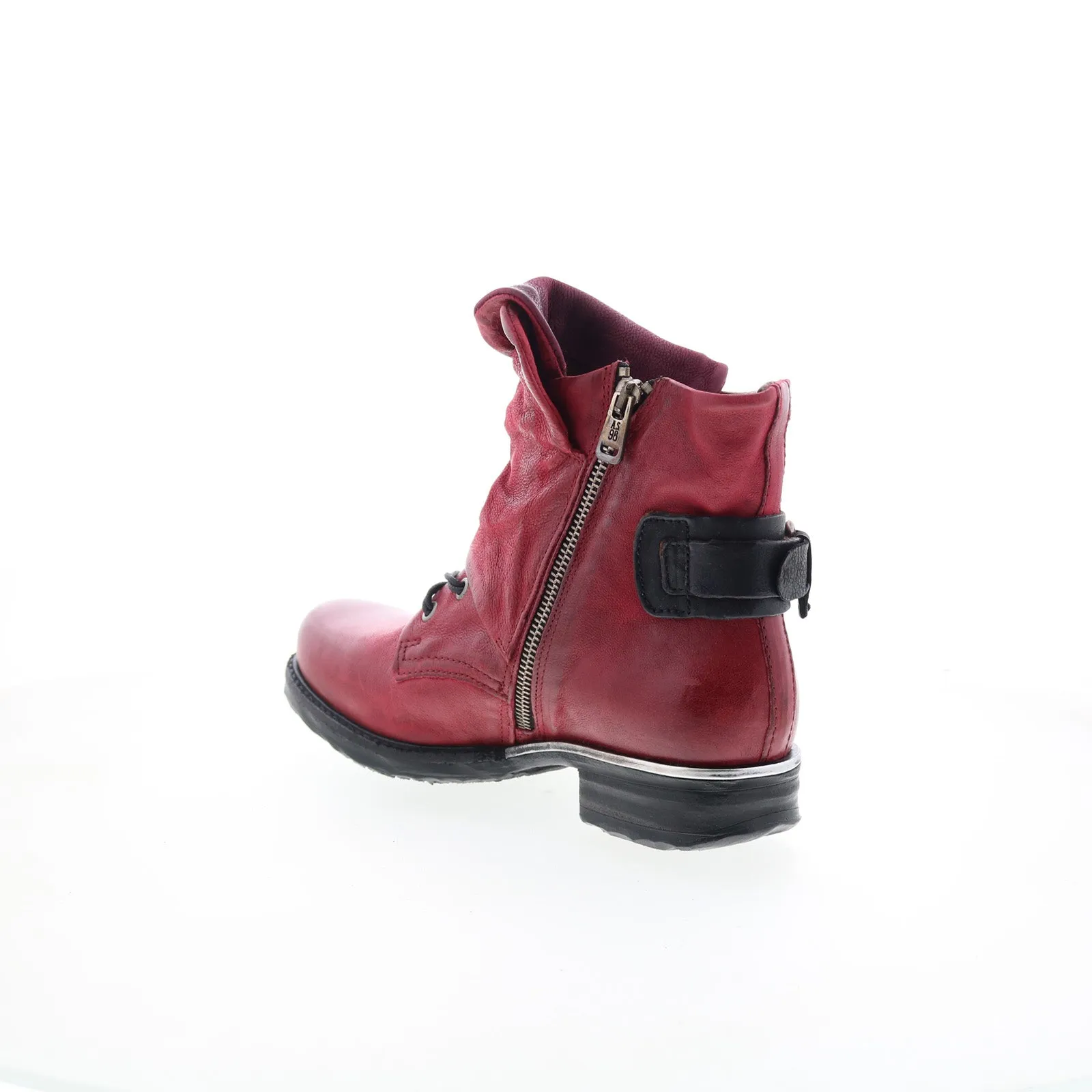 A.S. 98 Simon Womens Red Leather Zipper Casual Dress Boots
