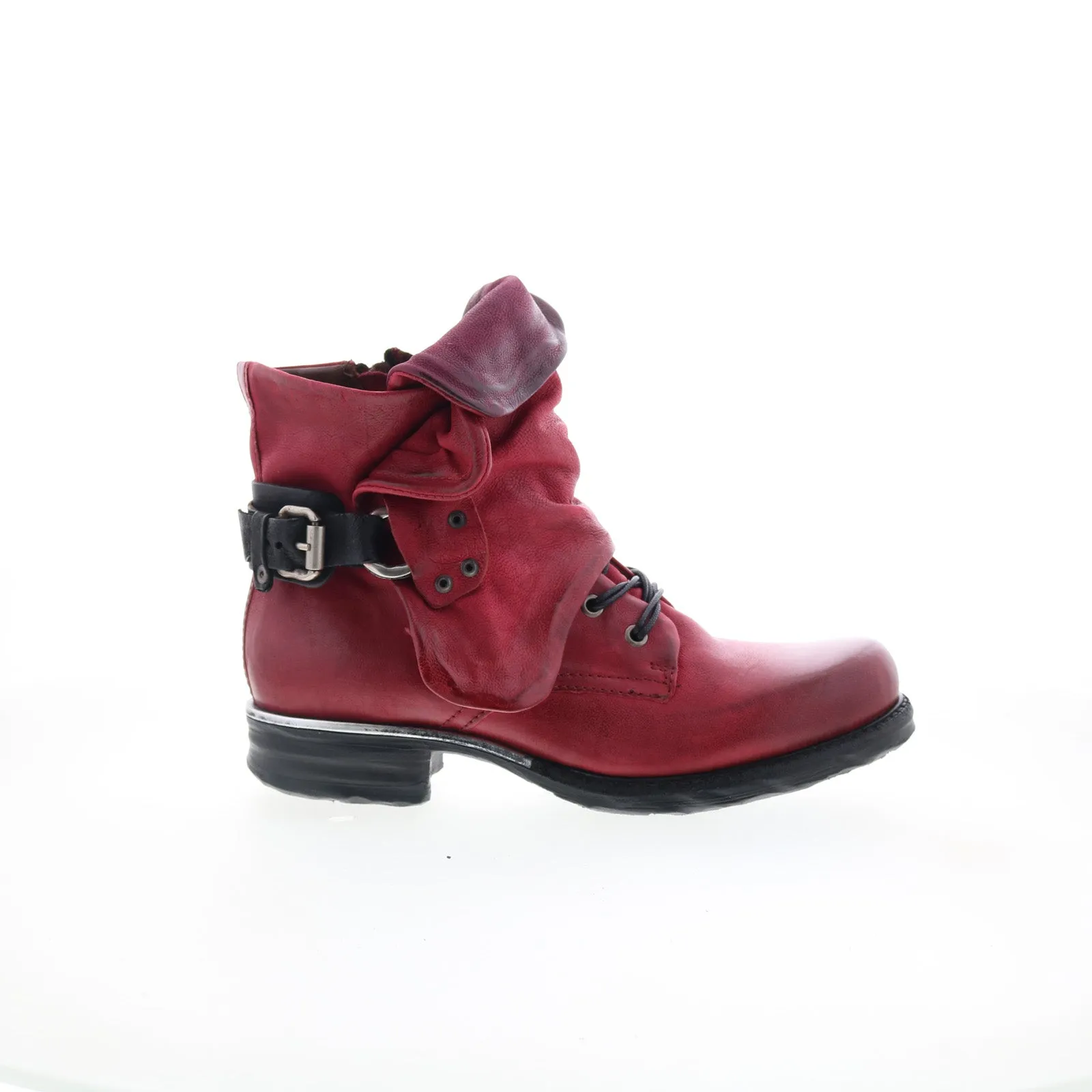 A.S. 98 Simon Womens Red Leather Zipper Casual Dress Boots