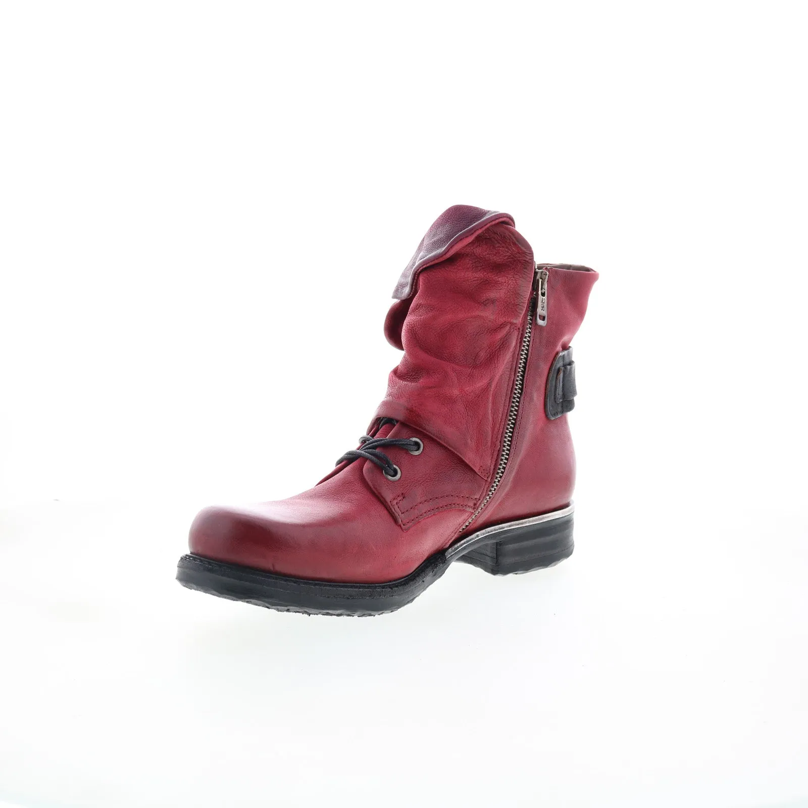 A.S. 98 Simon Womens Red Leather Zipper Casual Dress Boots