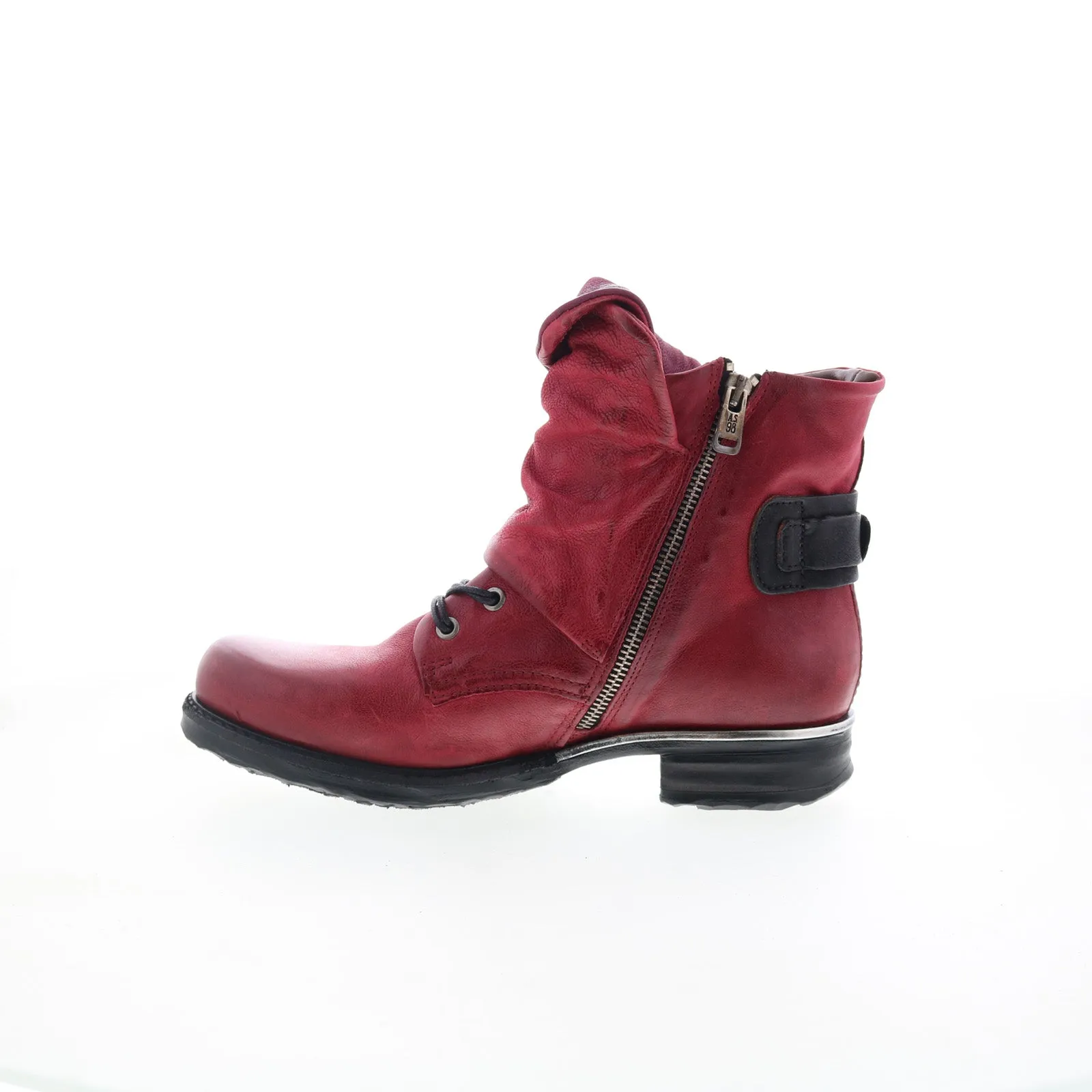 A.S. 98 Simon Womens Red Leather Zipper Casual Dress Boots