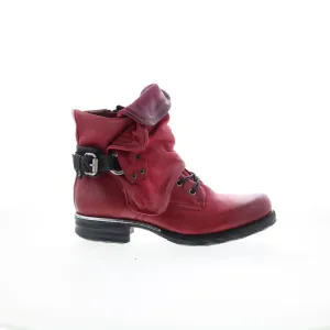 A.S. 98 Simon Womens Red Leather Zipper Casual Dress Boots