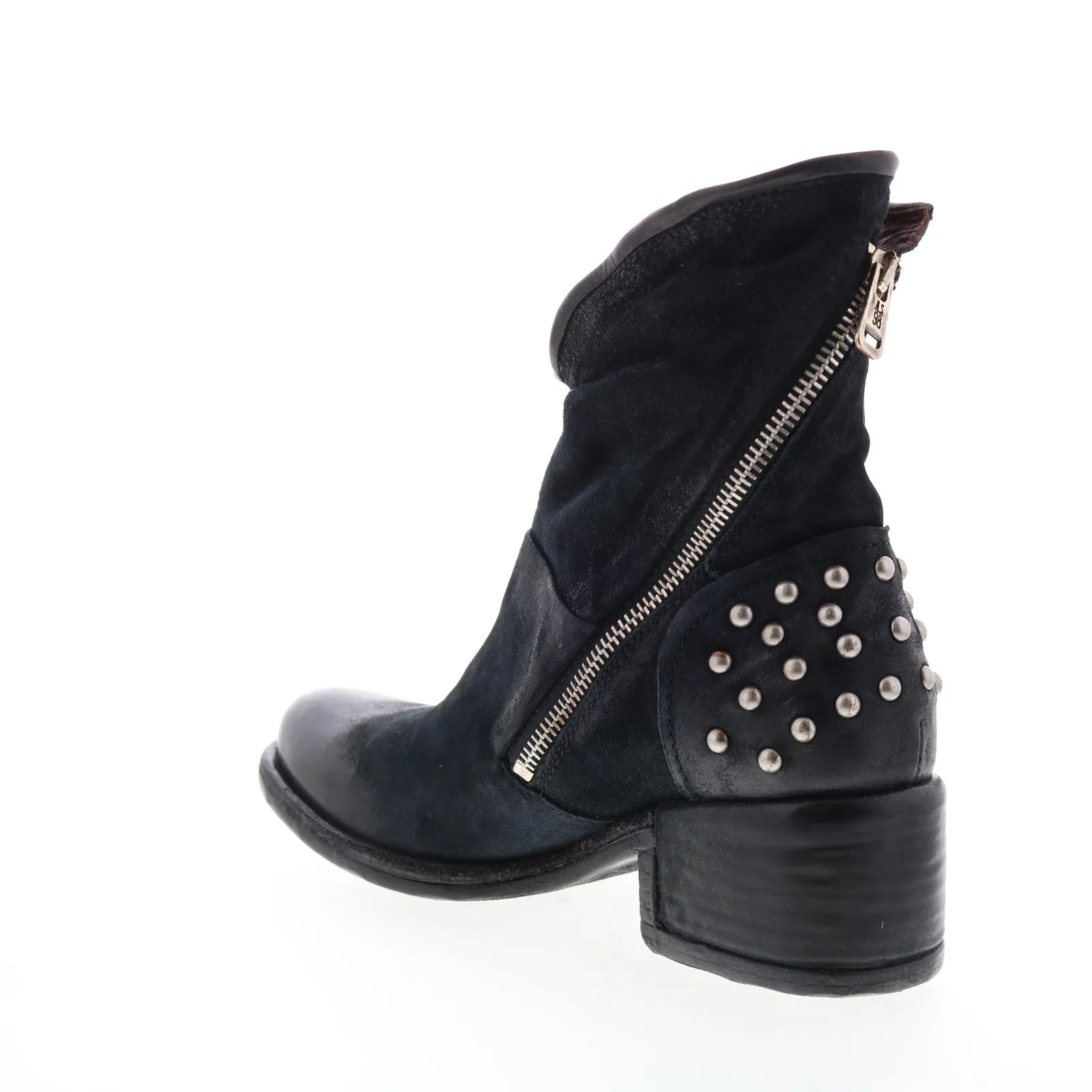 A.S.98 Orrin 548204-301 Womens Black Leather Zipper Casual Dress Boots