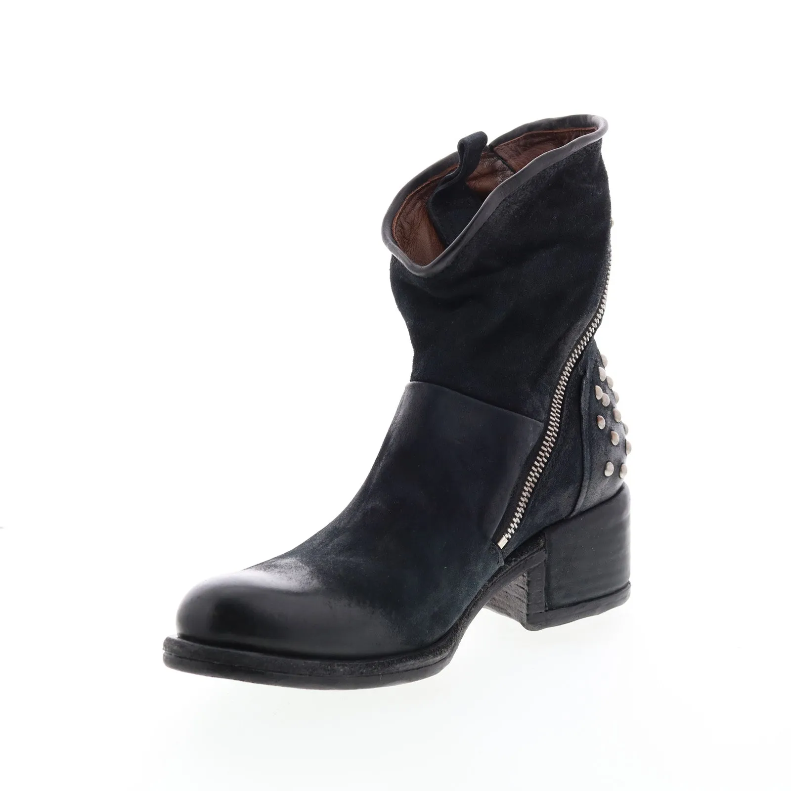 A.S.98 Orrin 548204-301 Womens Black Leather Zipper Casual Dress Boots