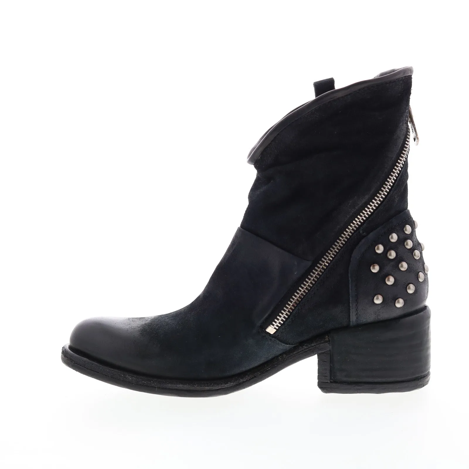 A.S.98 Orrin 548204-301 Womens Black Leather Zipper Casual Dress Boots