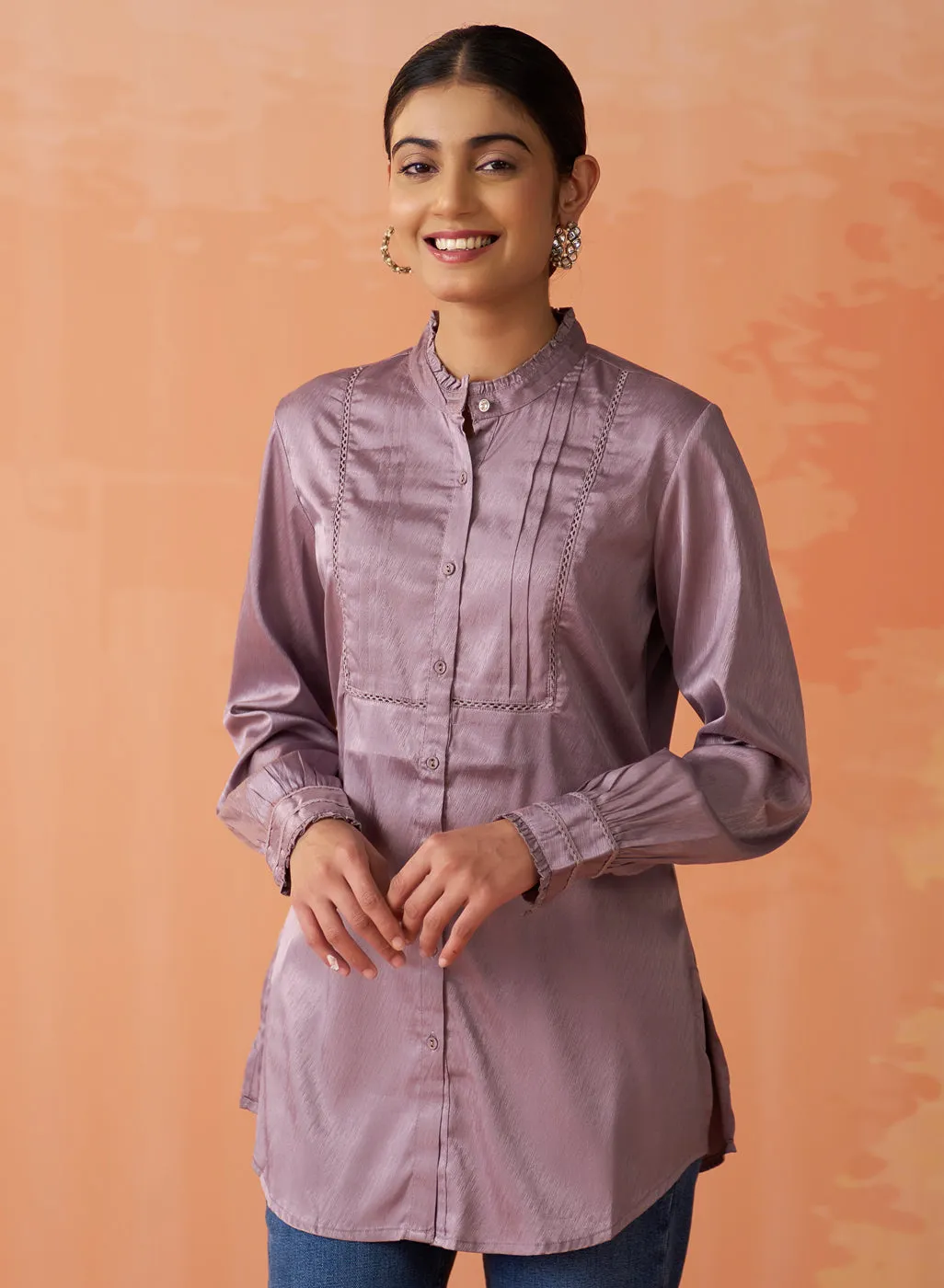 Avani Lavender Monochrome Shirt for Women