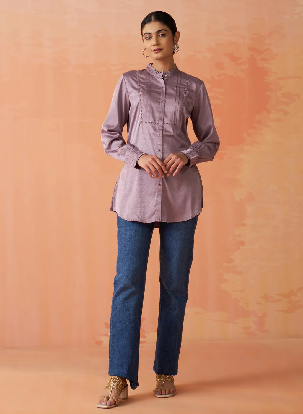 Avani Lavender Monochrome Shirt for Women