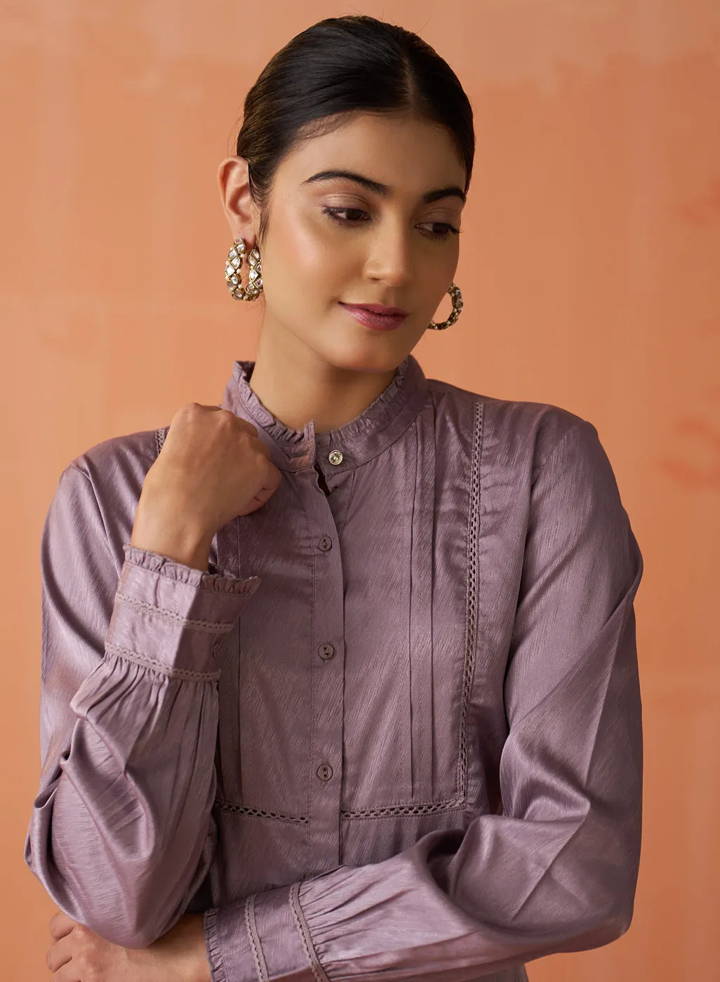 Avani Lavender Monochrome Shirt for Women