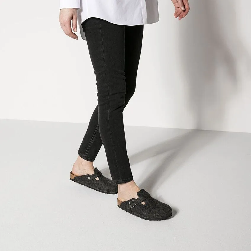 Birkenstock Boston Wool Felt in Anthracite, Regular Fit