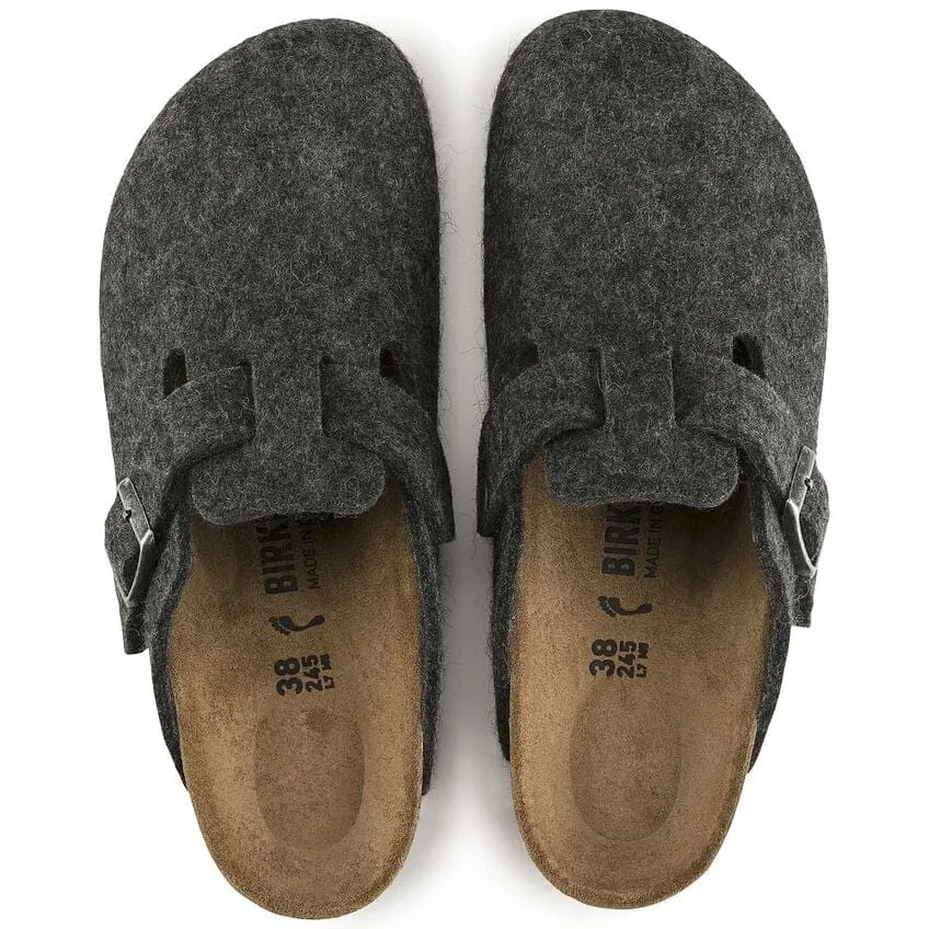Birkenstock Boston Wool Felt in Anthracite, Regular Fit
