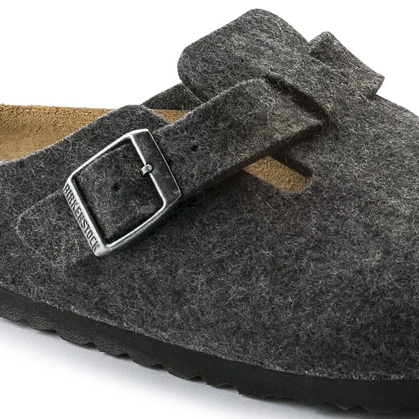 Birkenstock Boston Wool Felt in Anthracite, Regular Fit