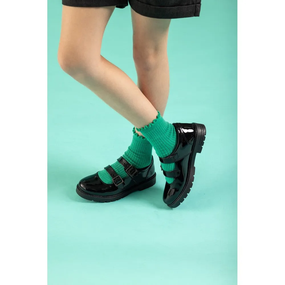 Black Ella Patent Junior School Shoes