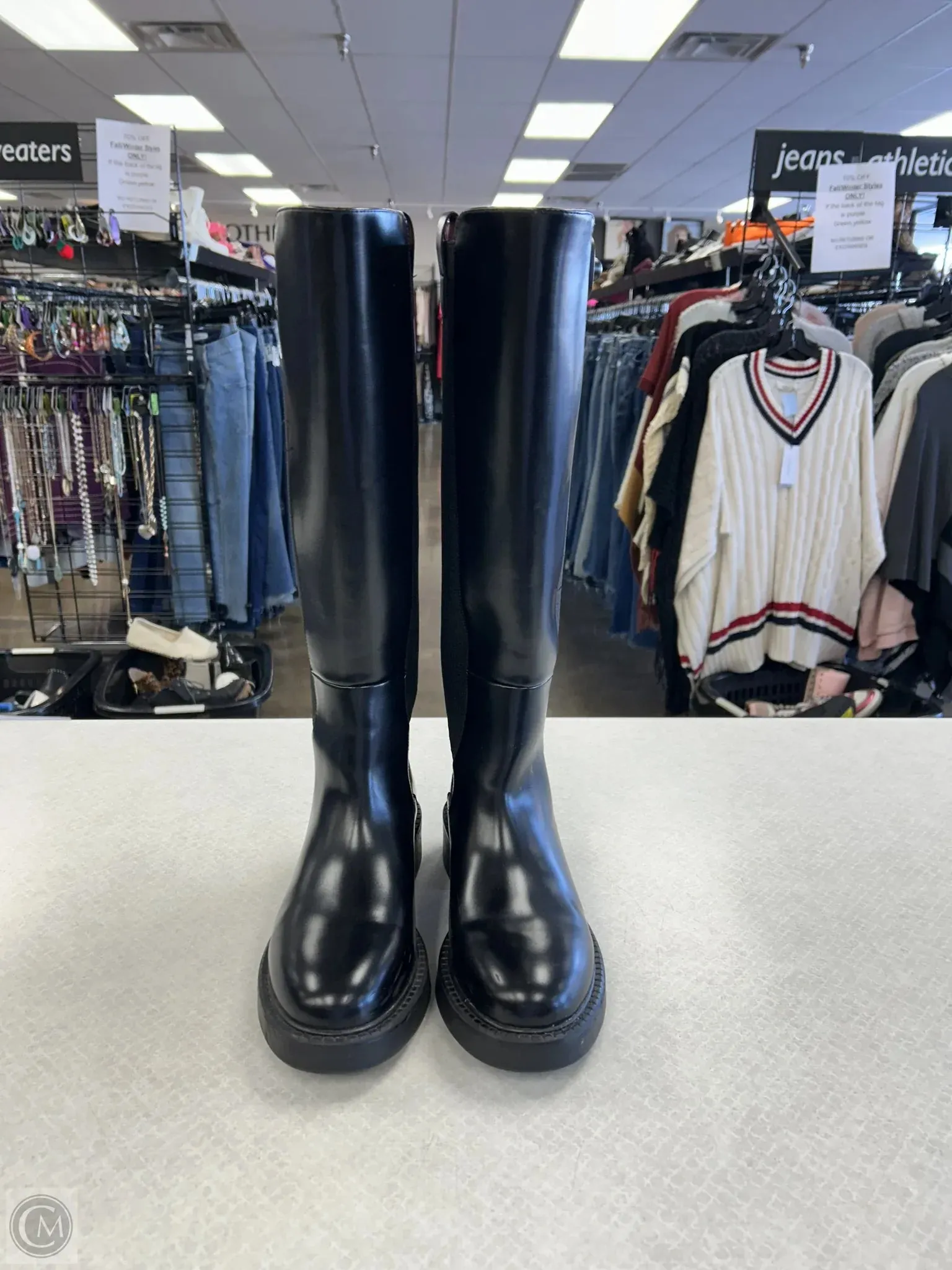 Boots Knee Flats By H&m In Black, Size: 8.5
