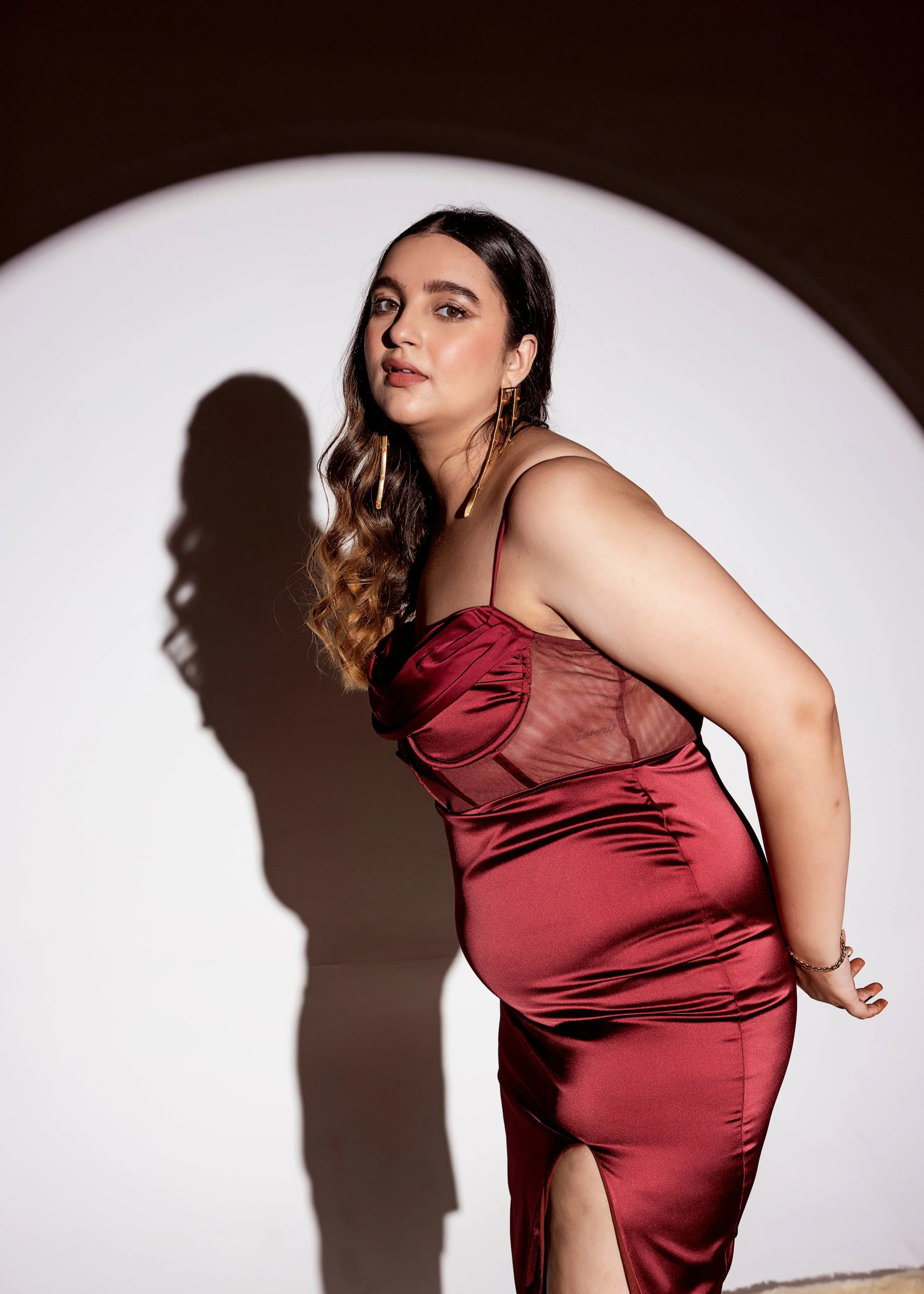 Chrissy Burgundy Satin Corset Dress