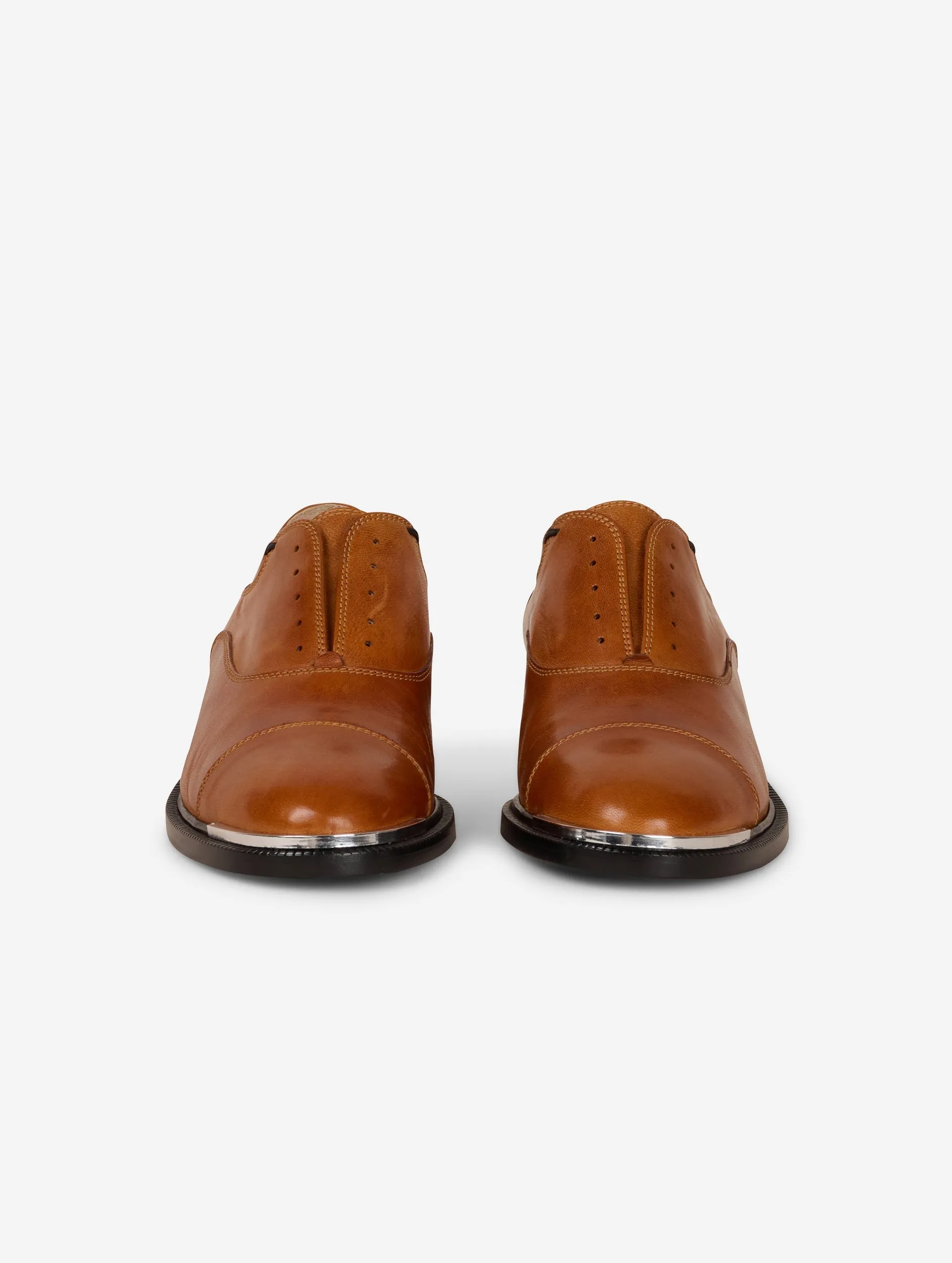 Derbies en cuir caramel