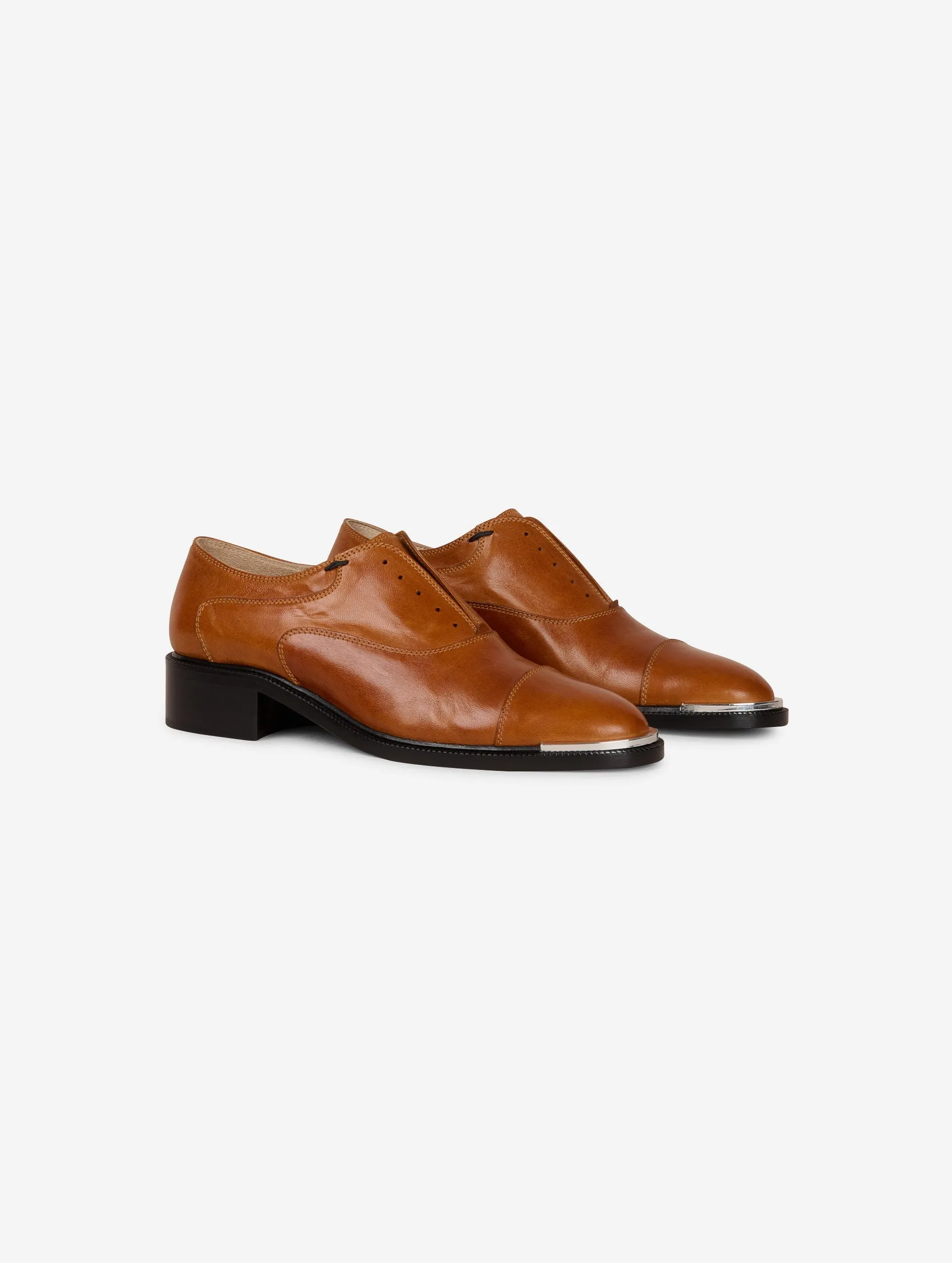 Derbies en cuir caramel