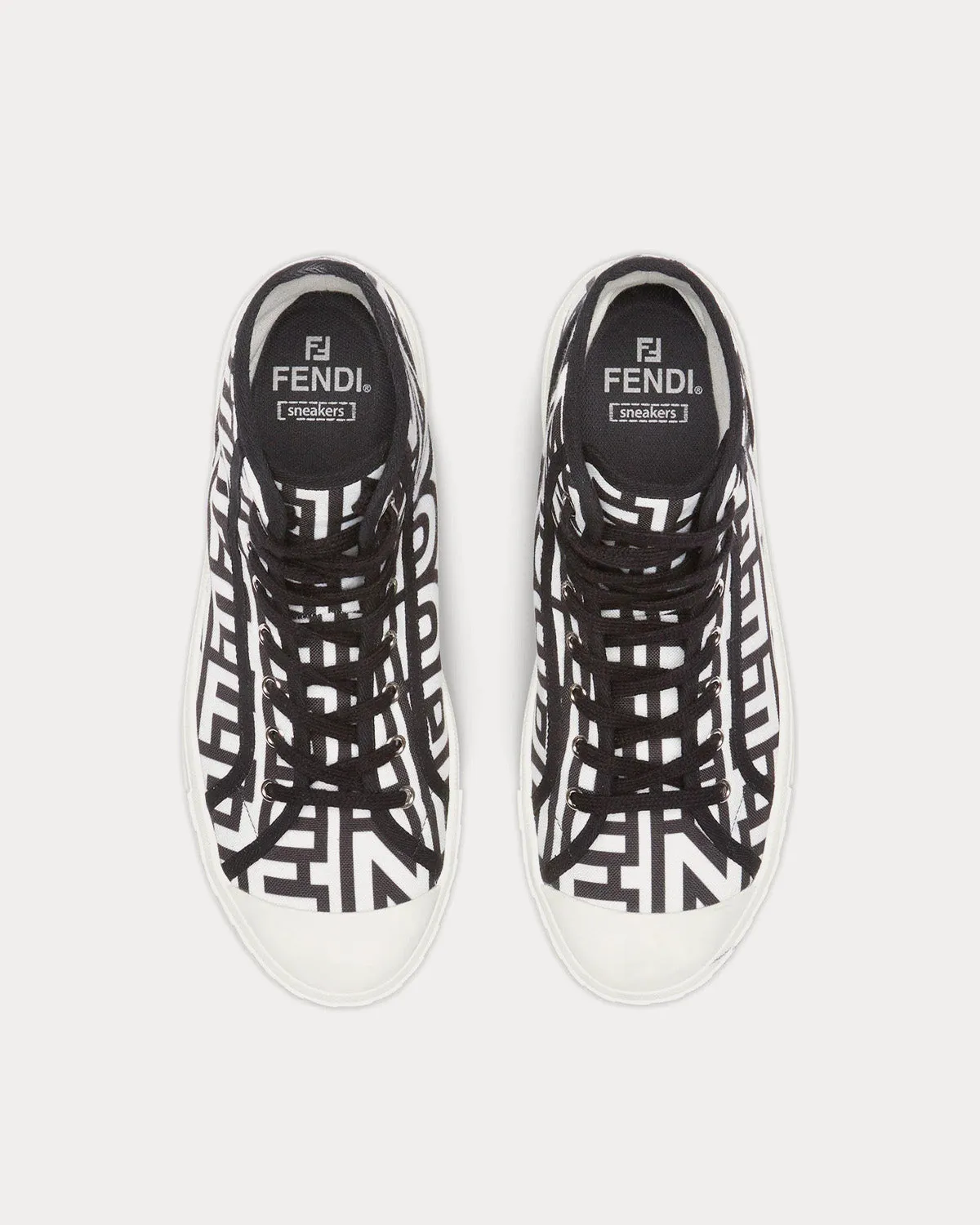 Domino Two-Tone Canvas White / Black High Top Sneakers