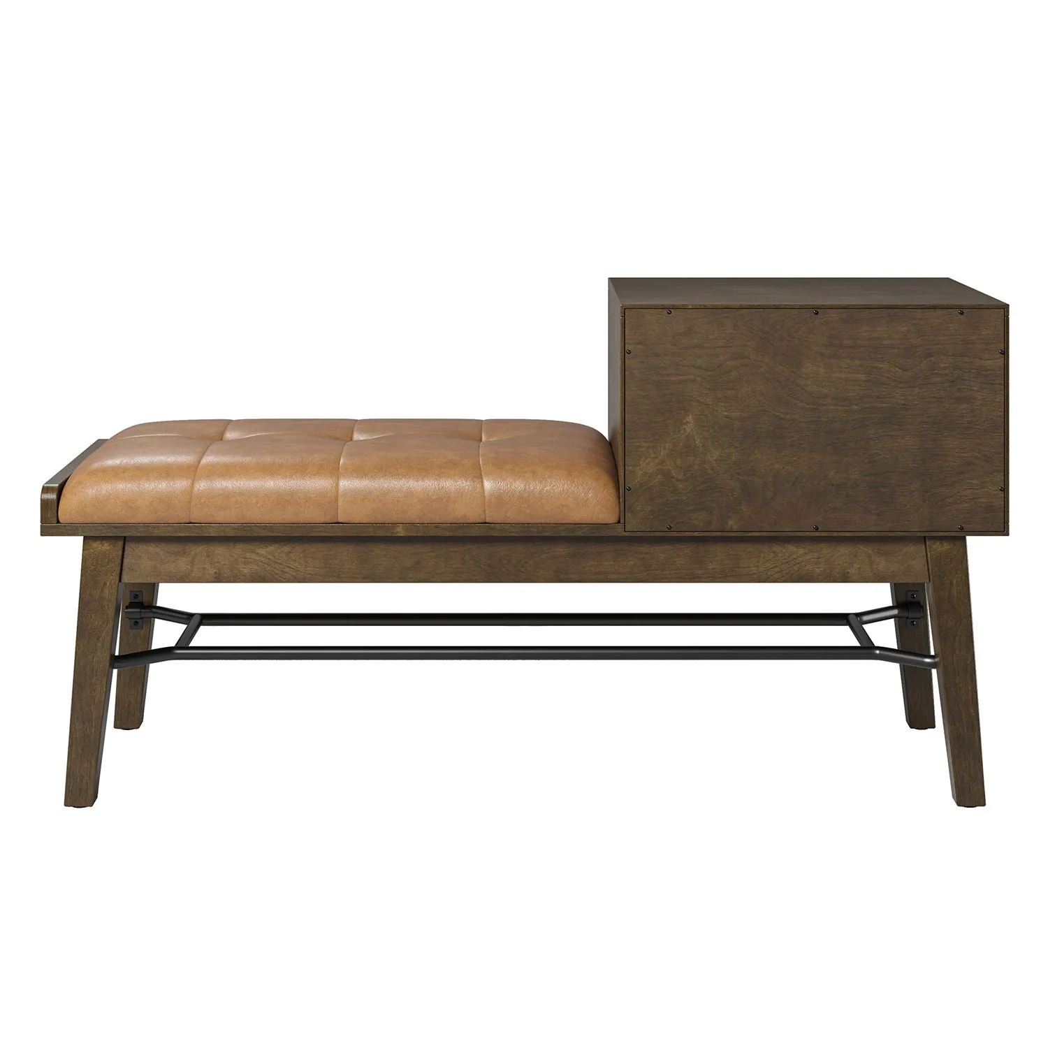Florens Drawer Storage Bench-Walnut